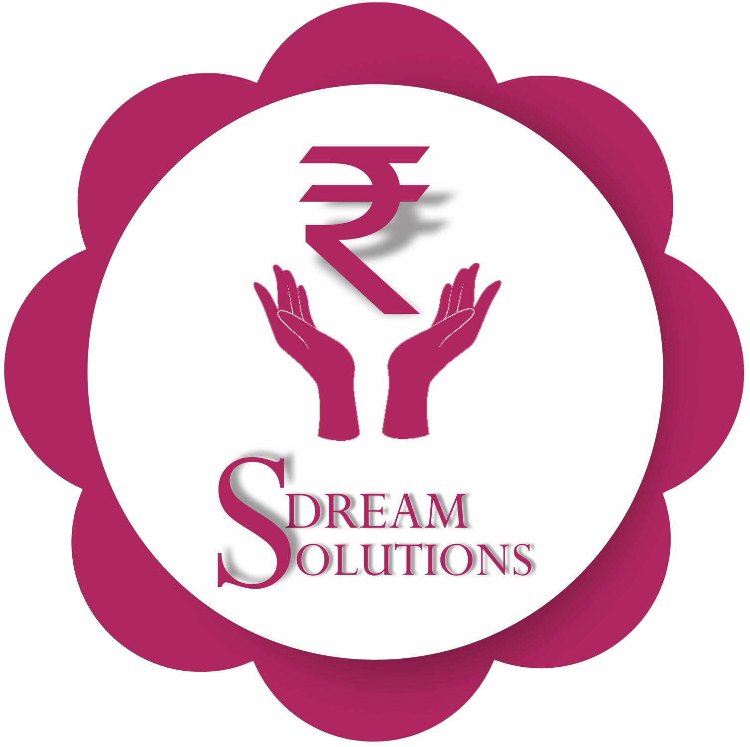 a logo with hands and a rupee symbol